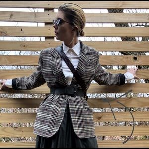 Vintage Houndstooth Blazer Suit Jacket Sz XL